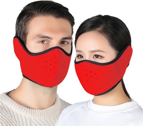 foto van een Facemask Oorverwarmer Fleece Ski Masker Ski Sjaal Rood Dames en Heren